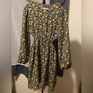 SHEIN Black and Yellow Floral Dress